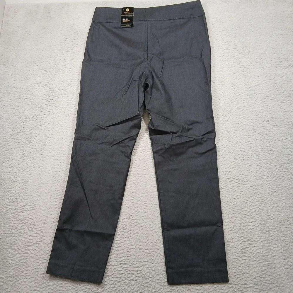 JM Collection Women's Slim Leg Pants L Gray Comfort Waistband‎ Tummy Control NWT
